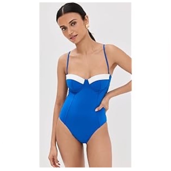 New STAUD Women's Maeve One Piece Sapphire/White Size M - Picture 2 of 6